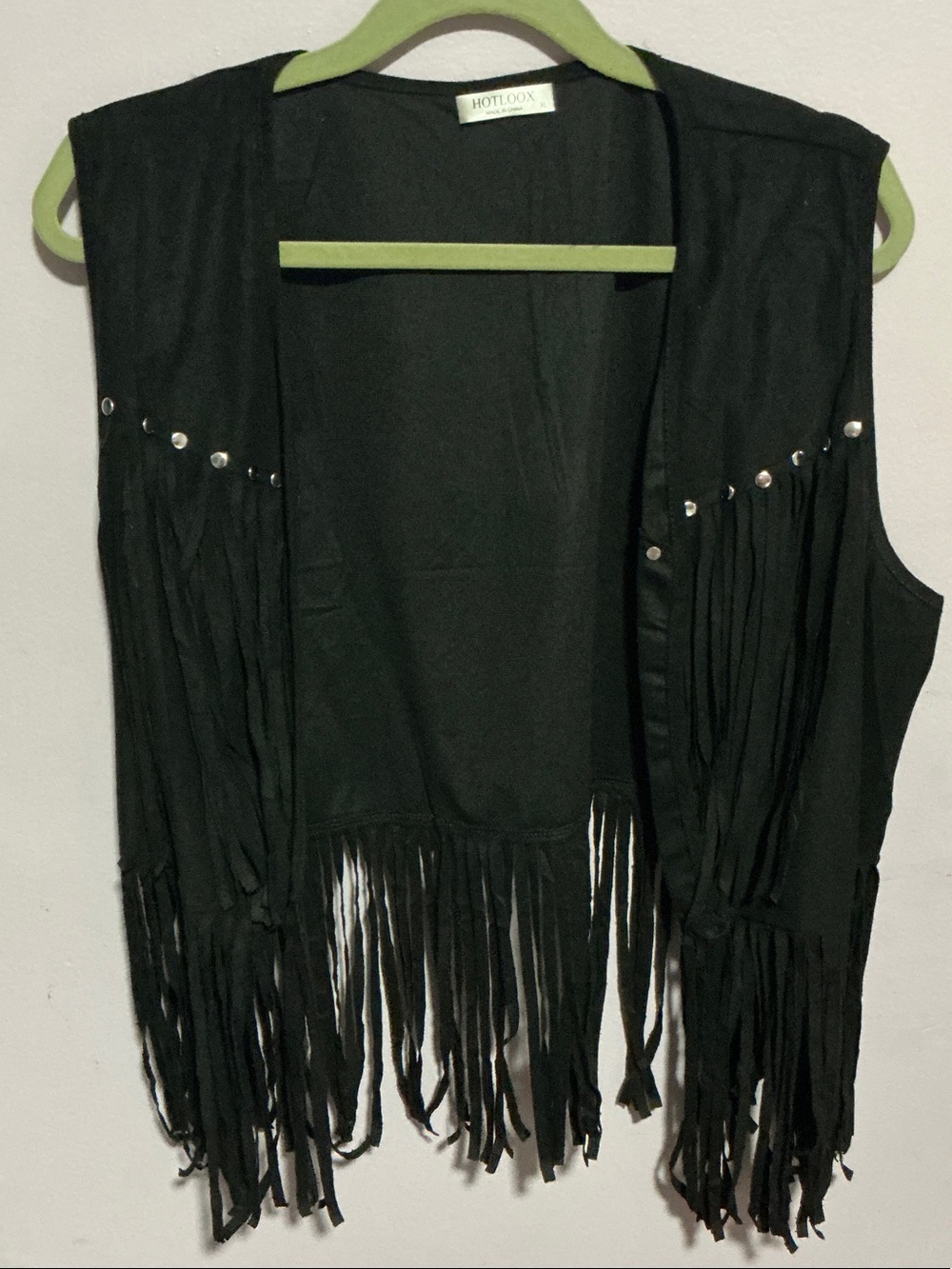 Hotlook Black Fringe Studded Sleeveless Vest